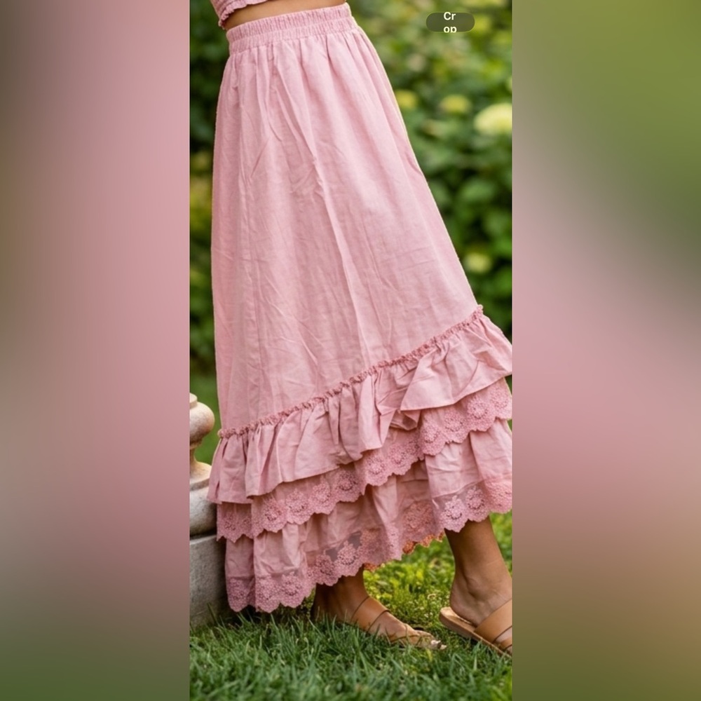 NWT and BOGO Women's Pink Ruffled skirt AND GET maxi pink dress
